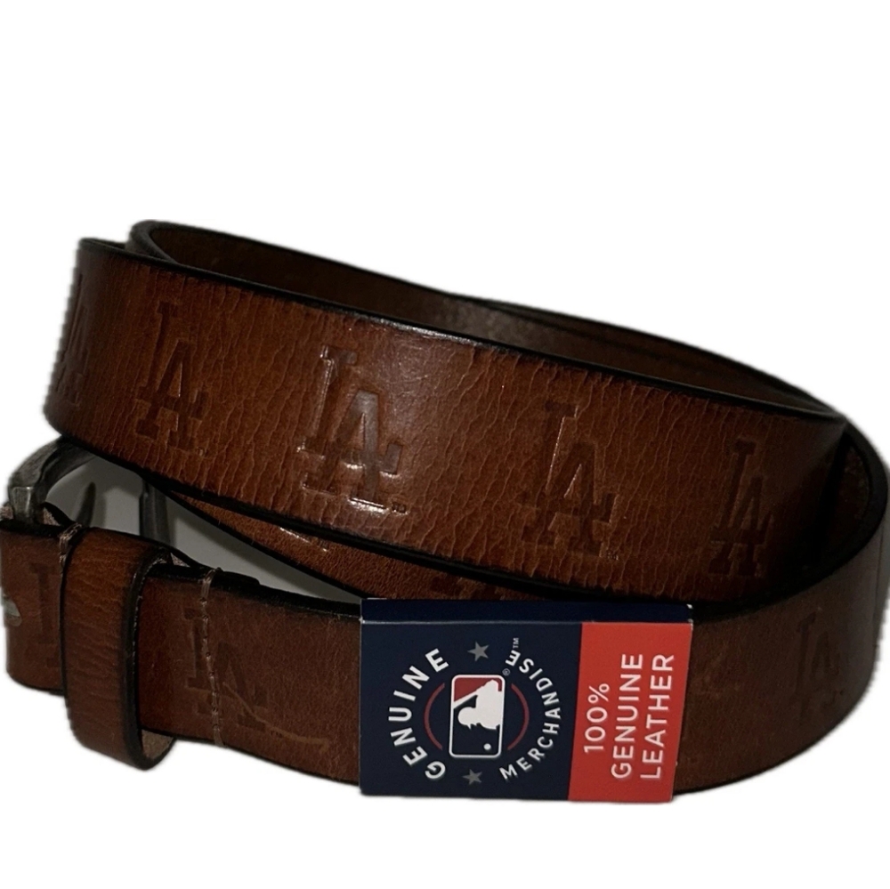 Los Angeles Dodgers Brown Leather Belt Mens XL 42-44 New $50 MSRP